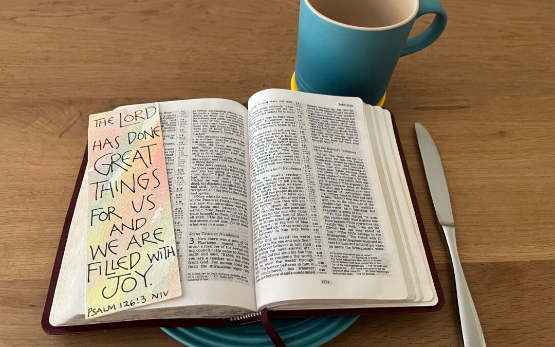 Open bible on table