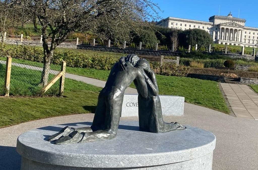 Peace Statue at Stormont demonstrating reconciliation