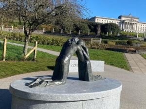Peace Statue at Stormont demonstrating reconciliation